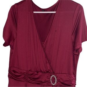 Burgundy Plus size dress, poly spandex